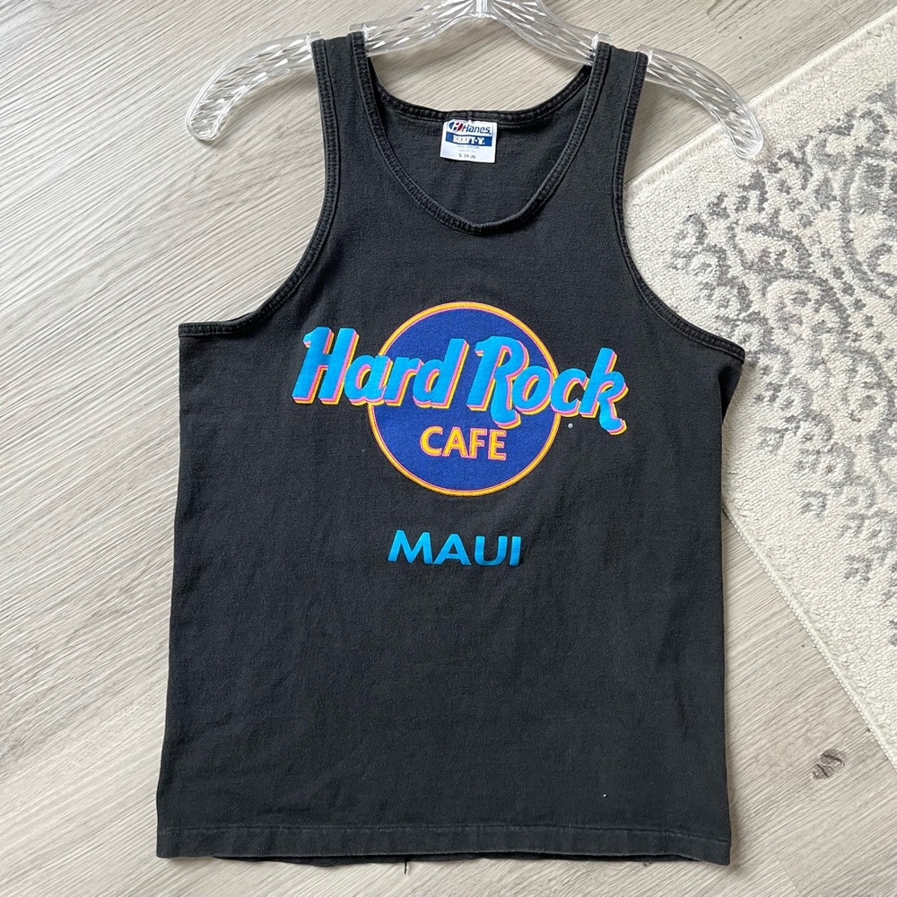 Vintage 80s 90s Hard‎ Rock Cafe Tank Top Small Maui Hawaii Scoop Neck Sleeveless